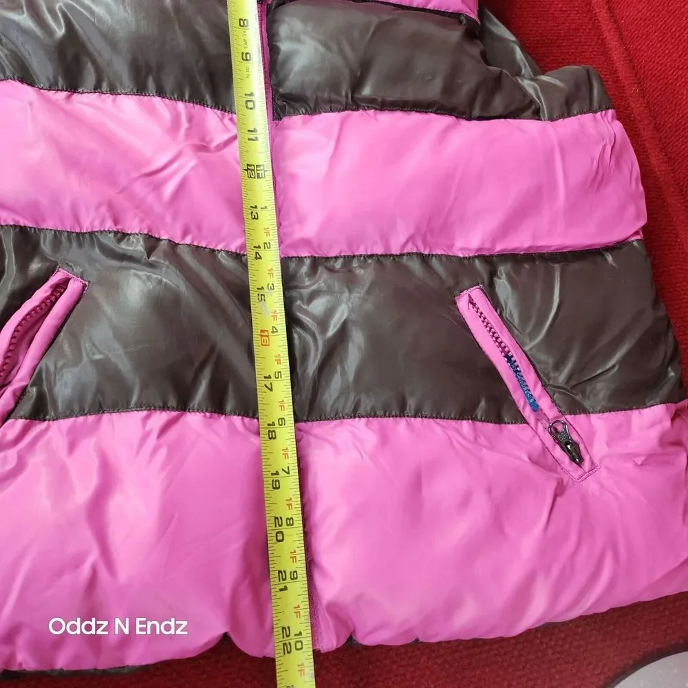 The‎ Childrens Place Pink & Brown Striped Puffer Vest L 10/12